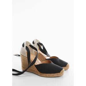 Sézane Sandals Castañer Carina Canvas Wedge Espadrilles Black Size 41